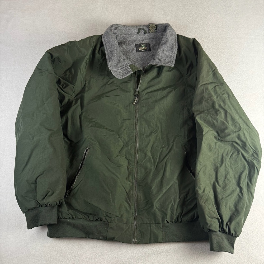 RedHead Mens 2X Tall Fleece Lined Bomber Jacket Forest Green Full Zip Outdoor